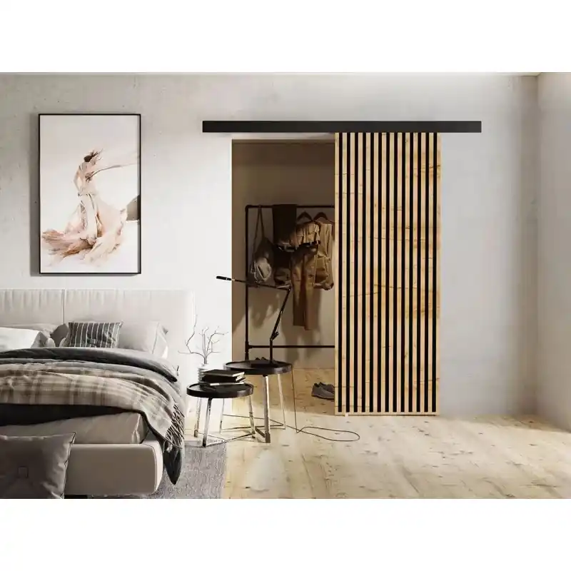 Posuvné interiérové dveře MIDLAND - 70 cm, dub kraft / černé Značkový