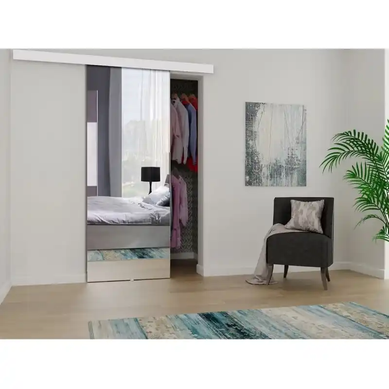Posuvné interiérové dveře se zrcadlem PALMIRA - 70 cm, bílé Doprava Zdarma